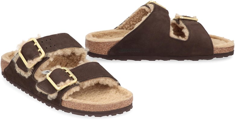 arizona suede shearling slides by Selfnex