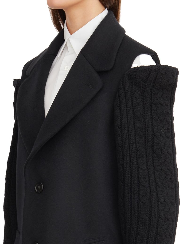 coat with wool sleeves by Selfnex