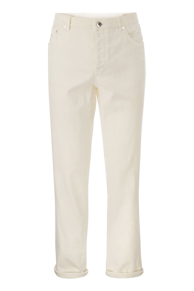 five-pocket traditional fit trousers in light comfort-dyed denim by Selfnex