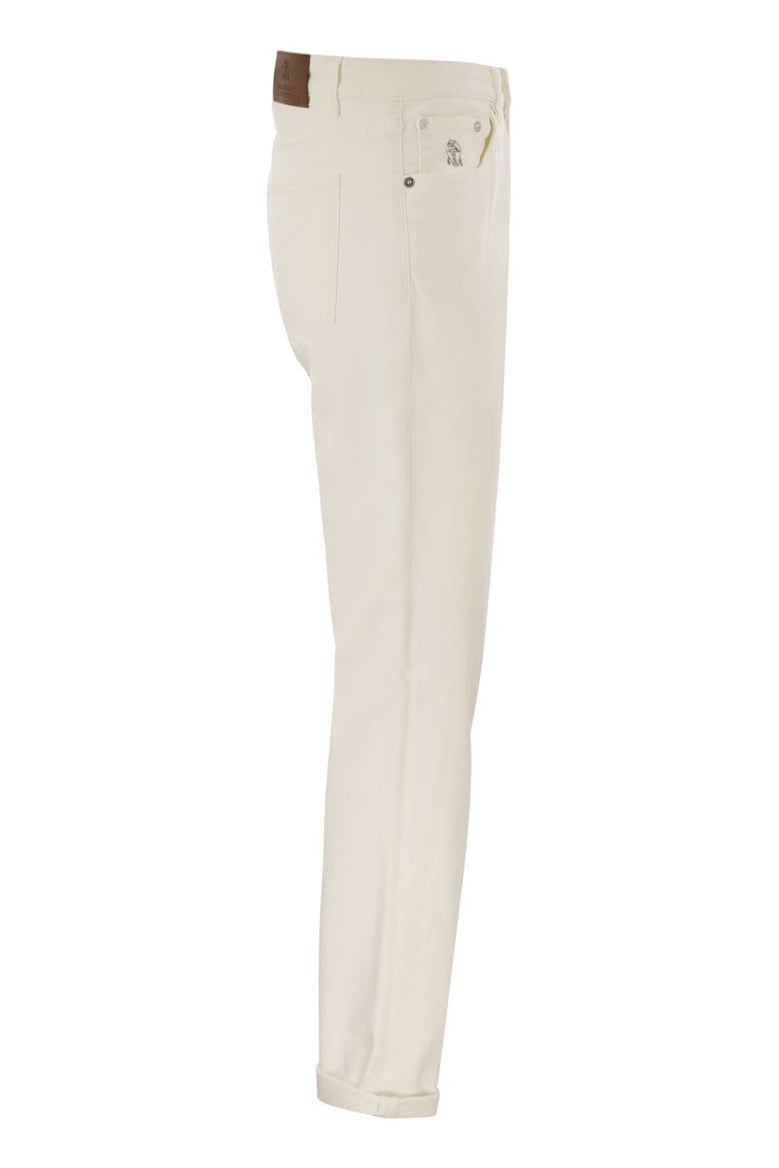 five-pocket traditional fit trousers in light comfort-dyed denim by Selfnex