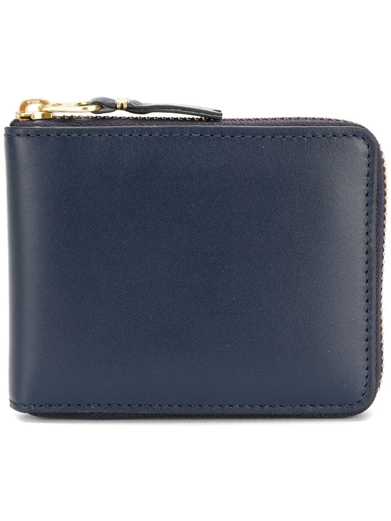 navy leather zipped wallet by Selfnex