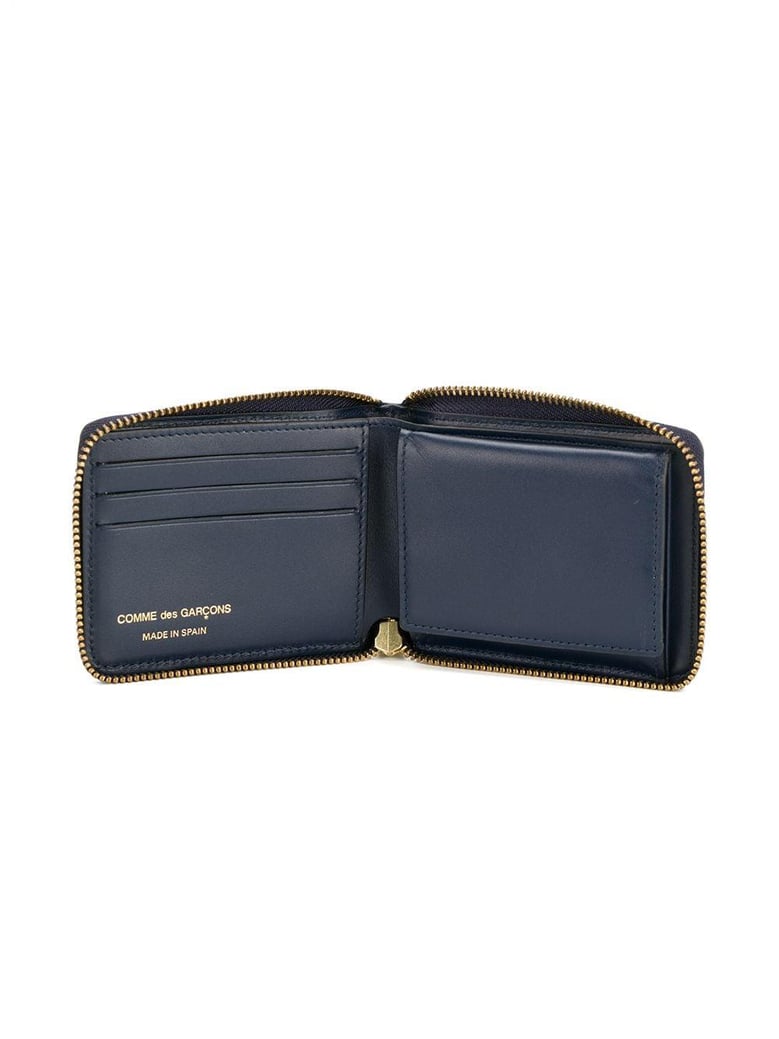navy leather zipped wallet by Selfnex