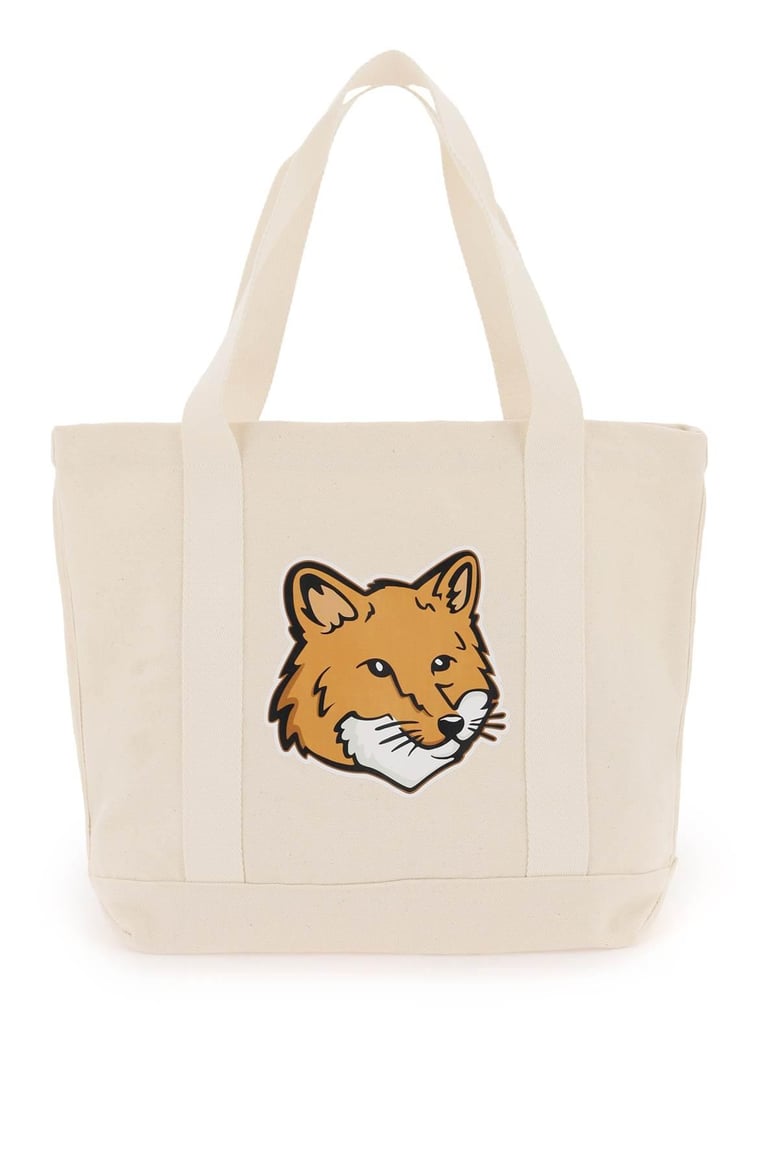 ivory canvas fox head shopping bag by Selfnex