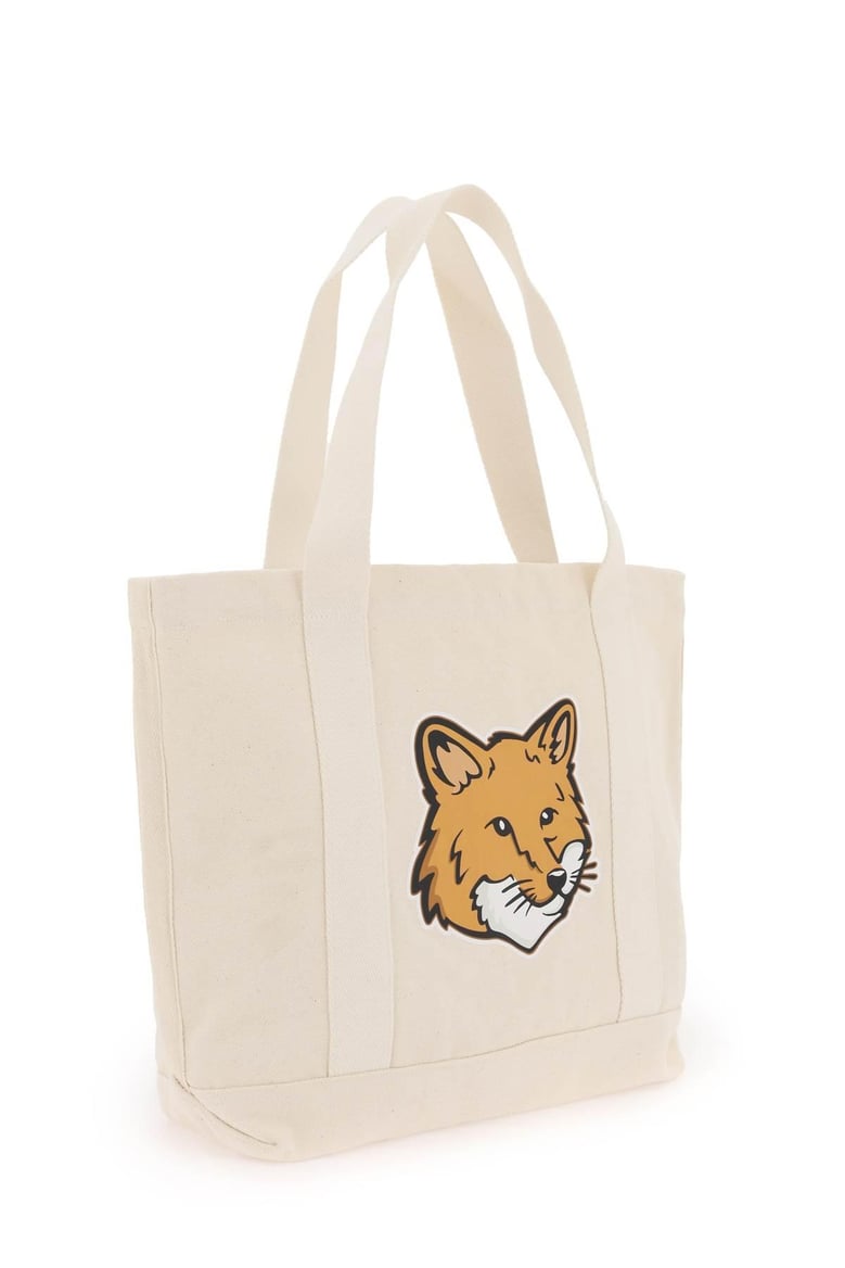 ivory canvas fox head shopping bag by Selfnex