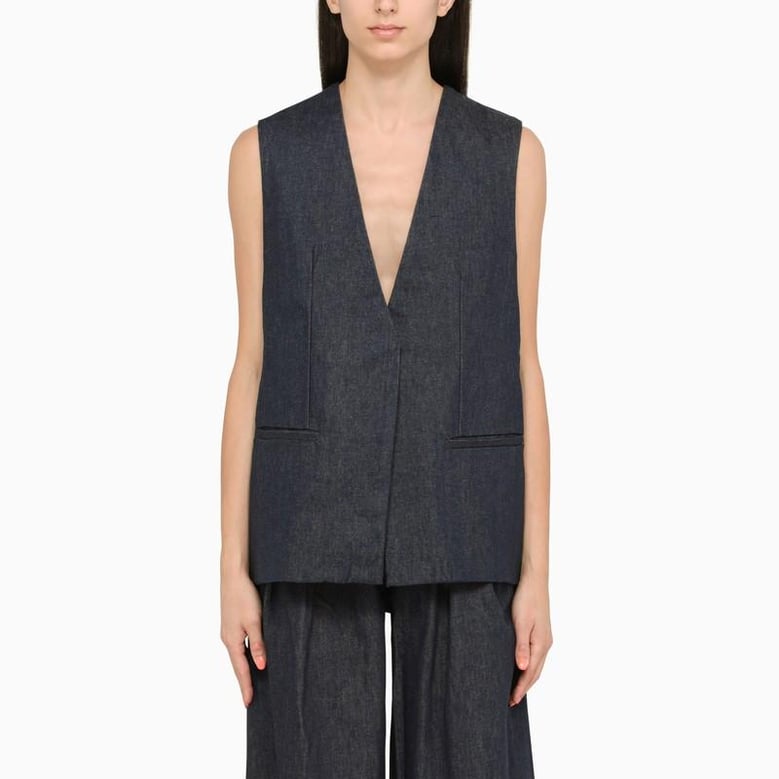 blue cotton waistcoat by Selfnex
