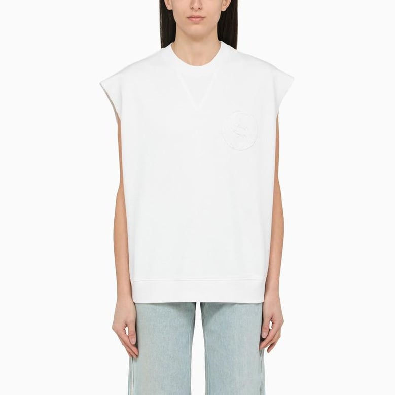 white cotton over vest with logo by Selfnex