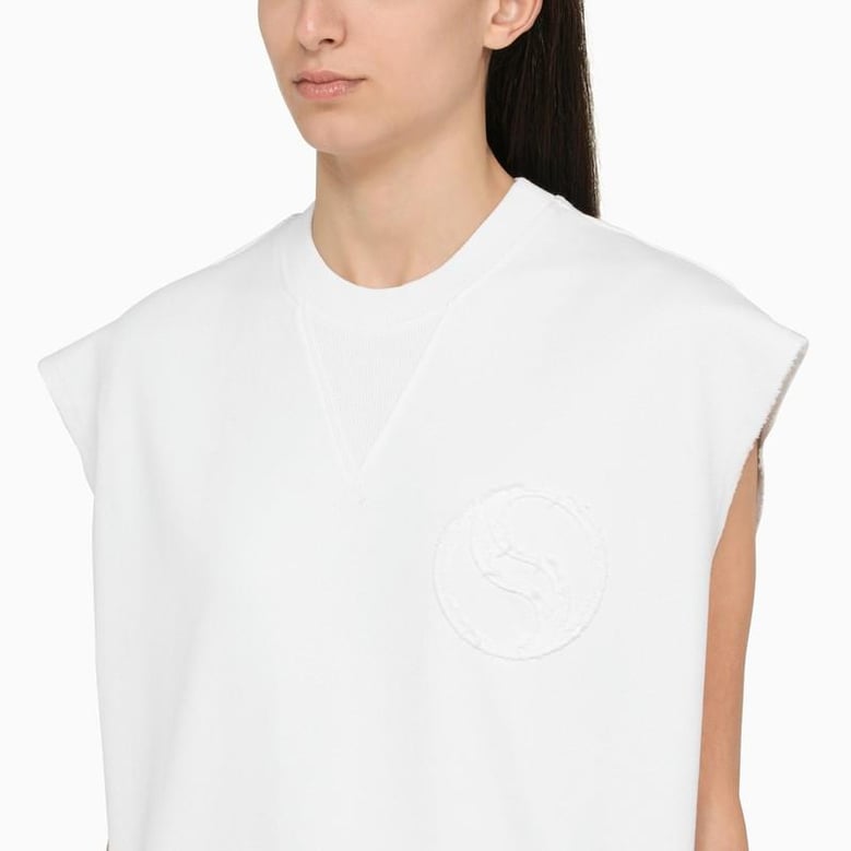 white cotton over vest with logo by Selfnex