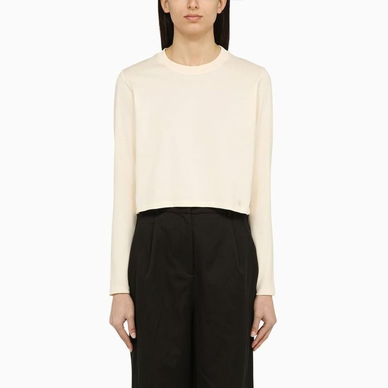 ivory cotton crew-neck jumper by Selfnex
