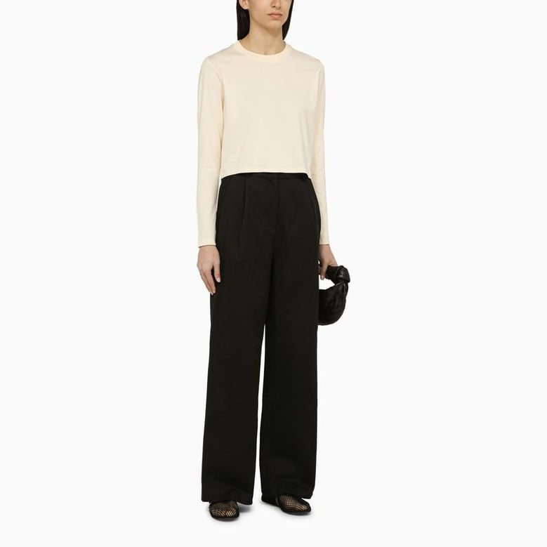 ivory cotton crew-neck jumper by Selfnex