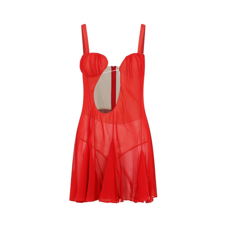 asymmetrical panel godet mini dress by Selfnex