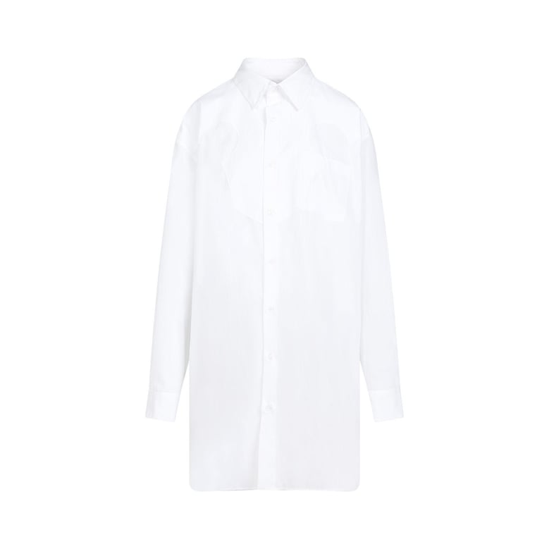 white poplin shirt mini dress by Selfnex