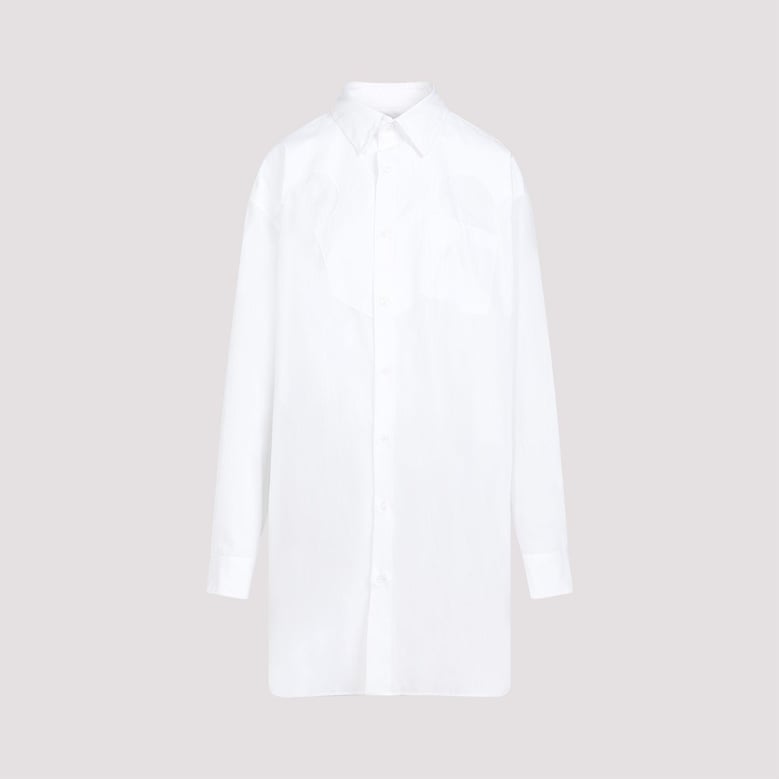 white poplin shirt mini dress by Selfnex