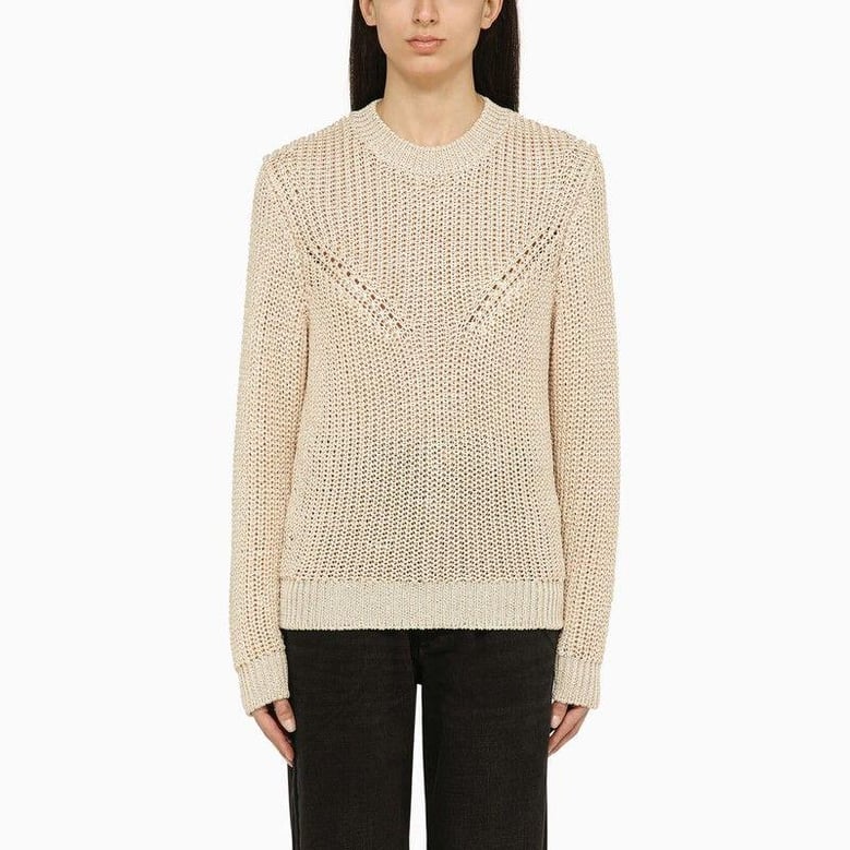 recycled polyester ecru crew-neck jumper by Selfnex