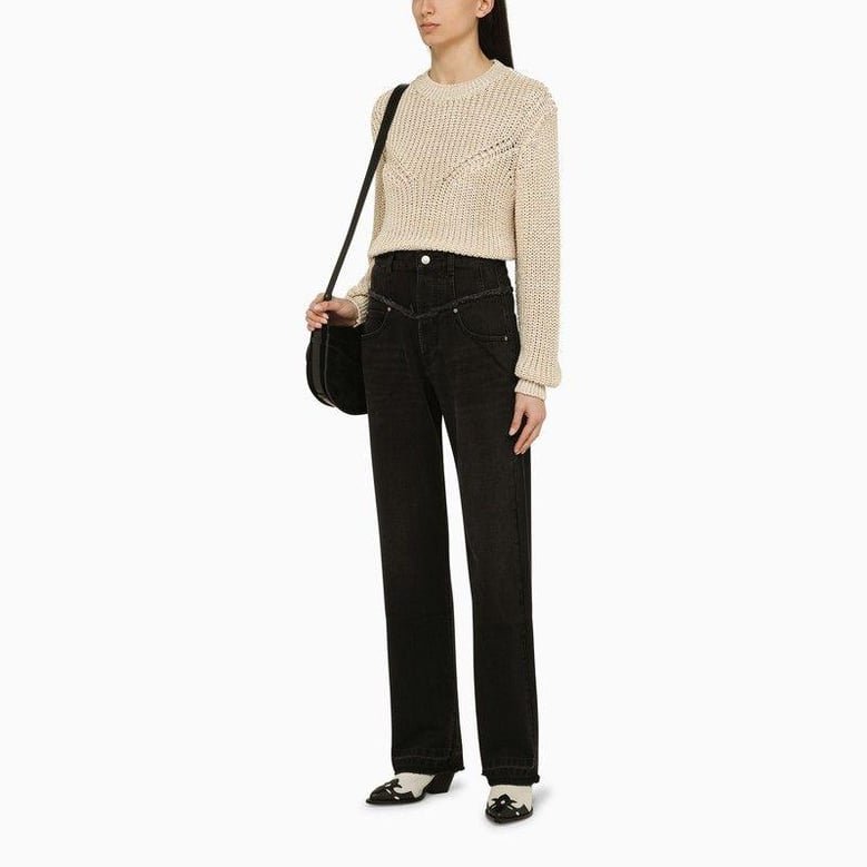 recycled polyester ecru crew-neck jumper by Selfnex