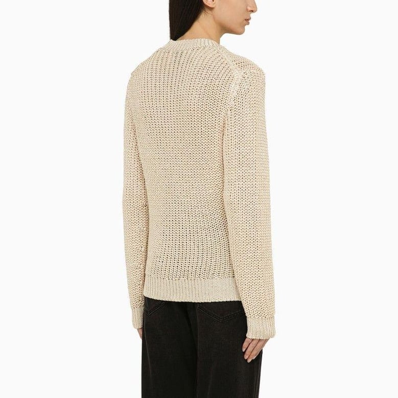 recycled polyester ecru crew-neck jumper by Selfnex