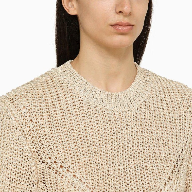 recycled polyester ecru crew-neck jumper by Selfnex
