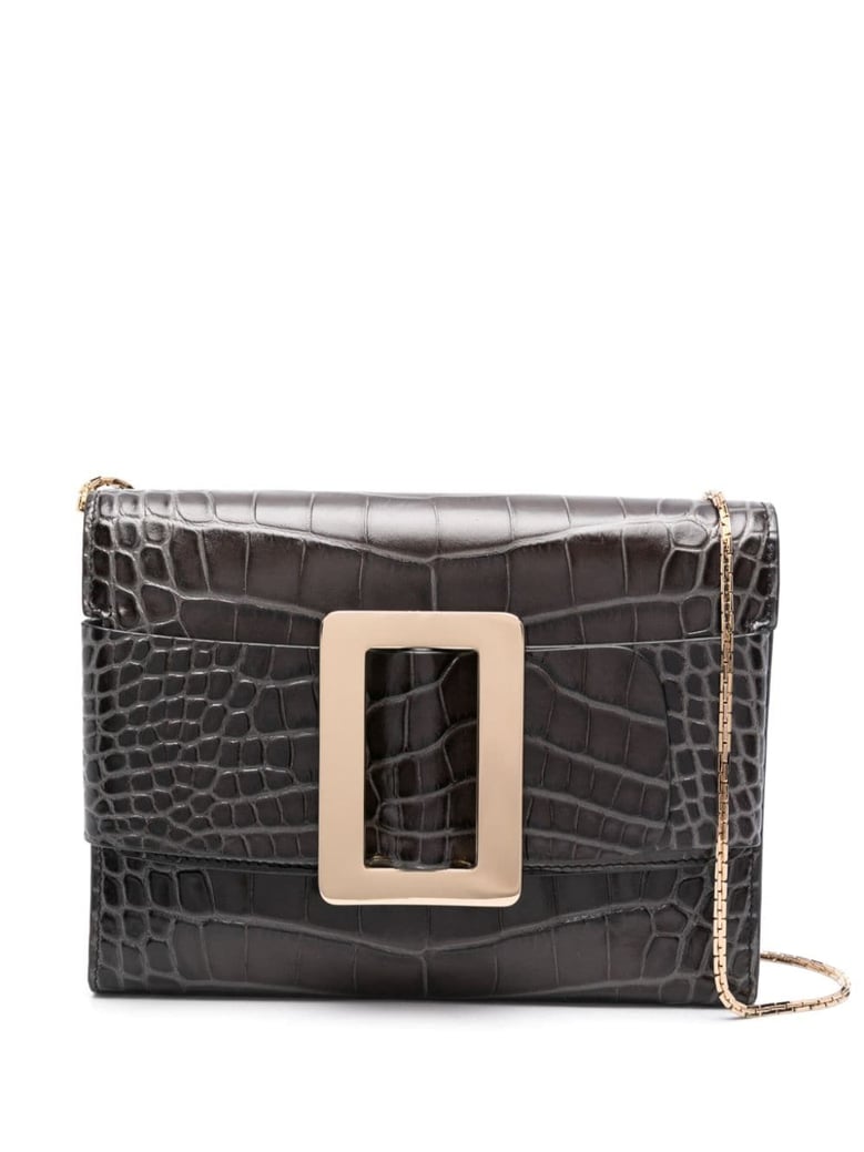buckle travel case croco embossed leather clutch bag by Selfnex