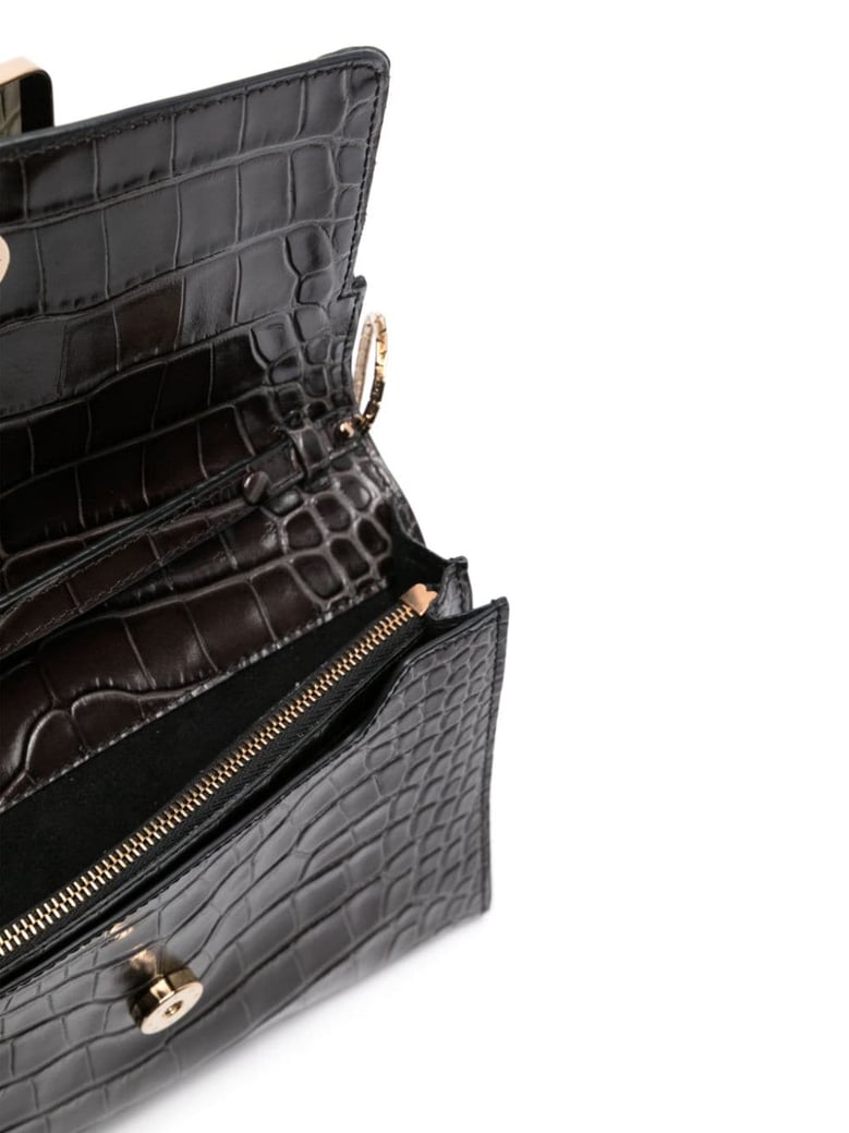 buckle travel case croco embossed leather clutch bag by Selfnex