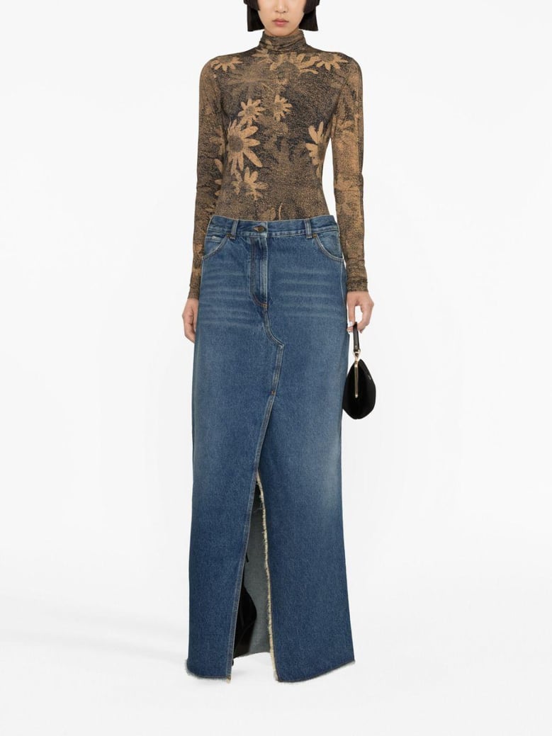 emma denim long skirt by Selfnex