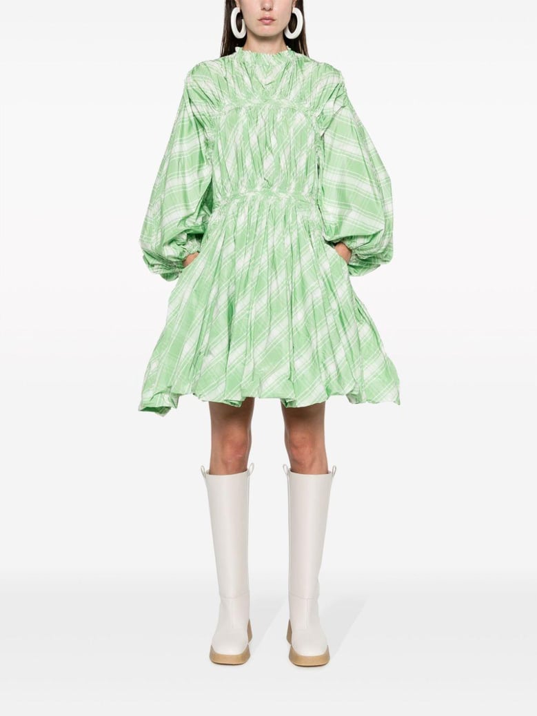 plaid-check pattern mini dress by Selfnex