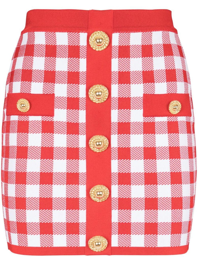 vichy buttoned mini skirt by Selfnex