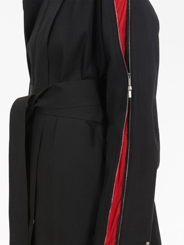zip-detail cotton belted trench coat by Selfnex