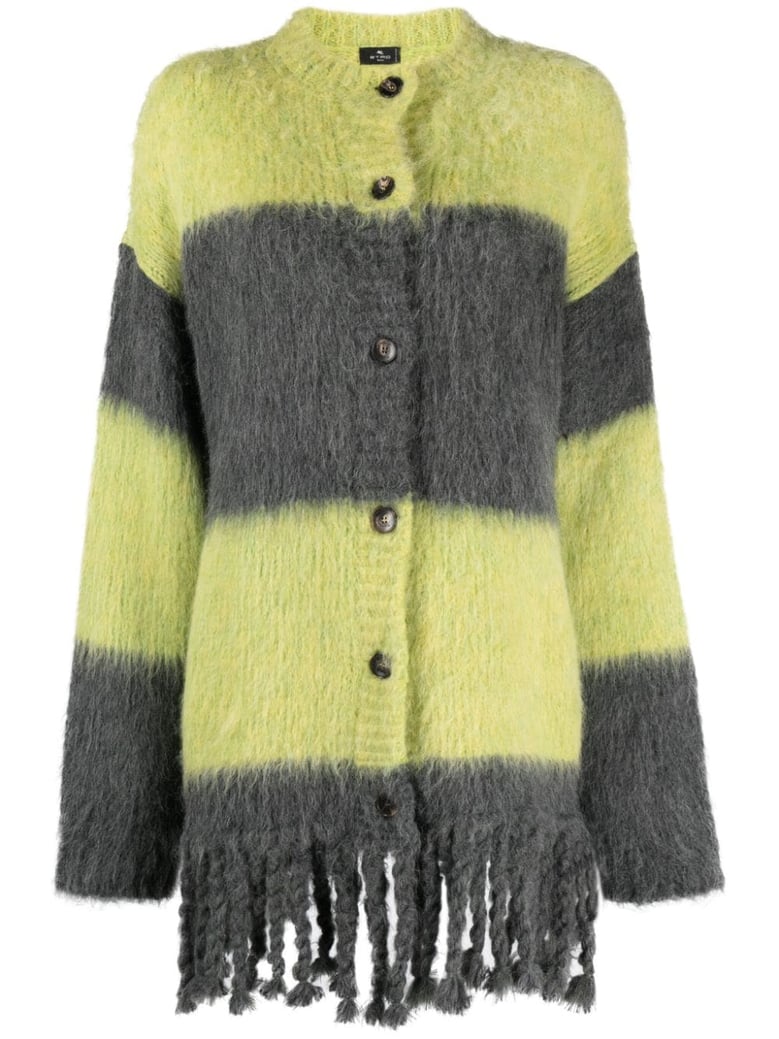 striped wool blend cardigan by Selfnex