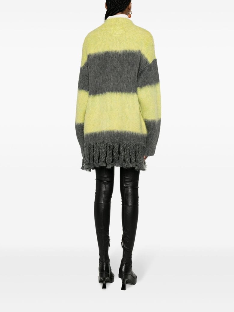 striped wool blend cardigan by Selfnex