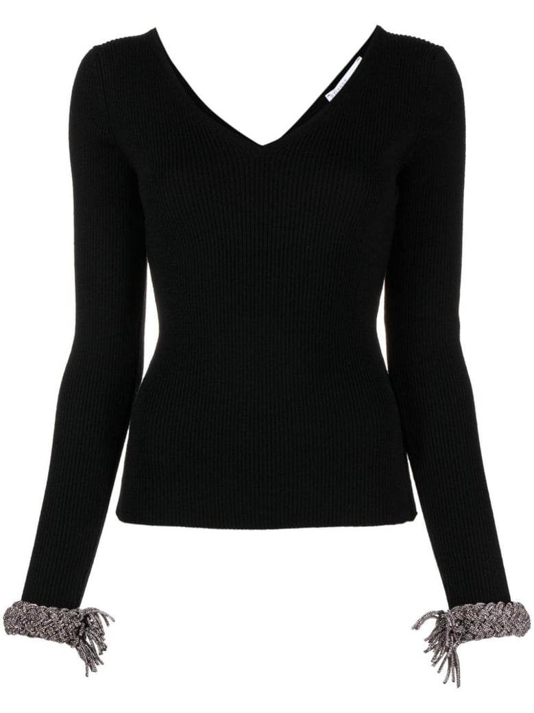 crystal embellished wool top by Selfnex