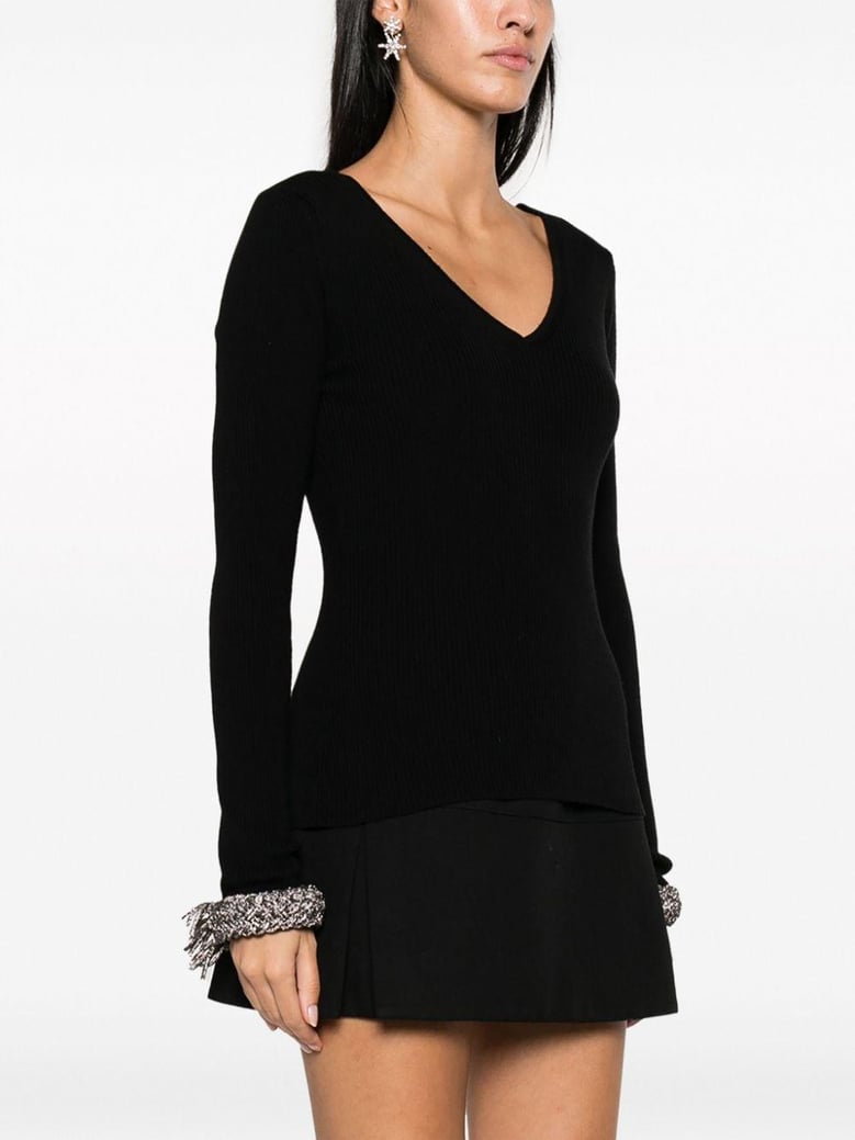 crystal embellished wool top by Selfnex
