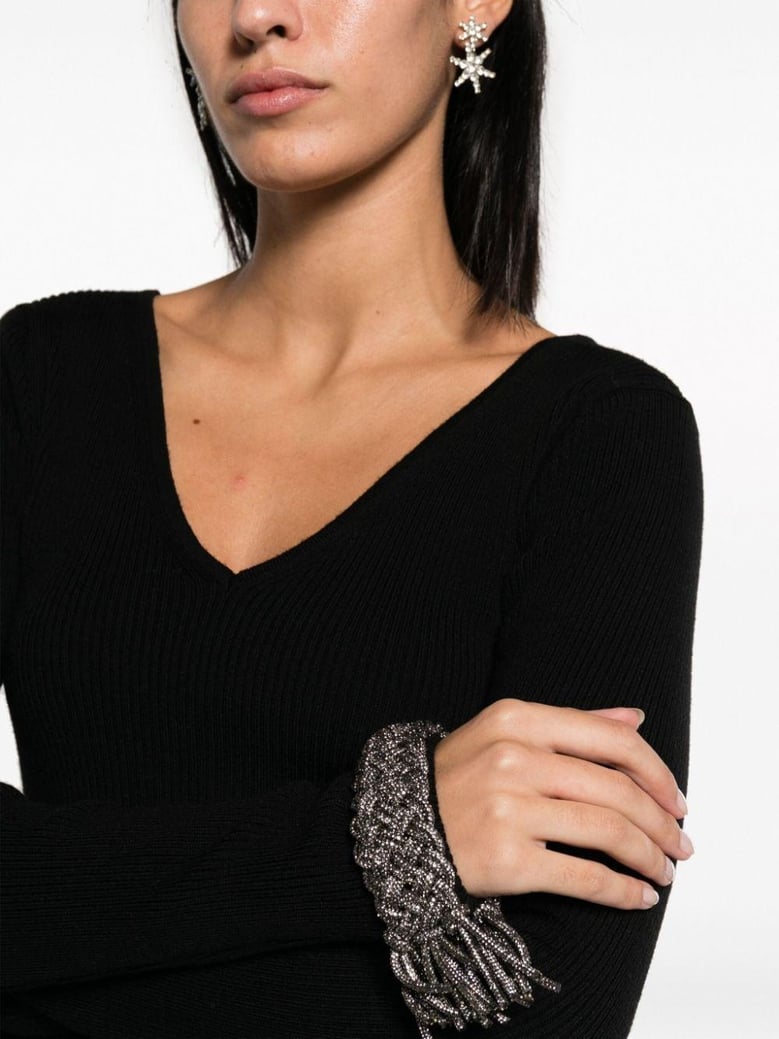 crystal embellished wool top by Selfnex