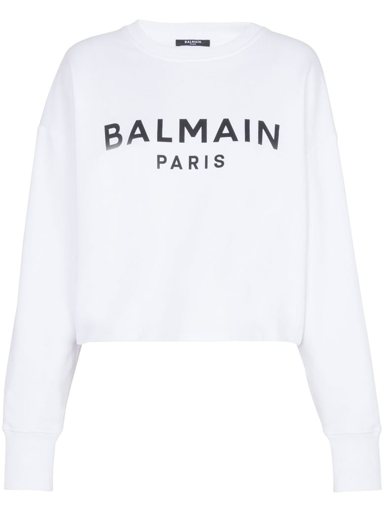 logo organic cotton cropped sweatshirt by Selfnex