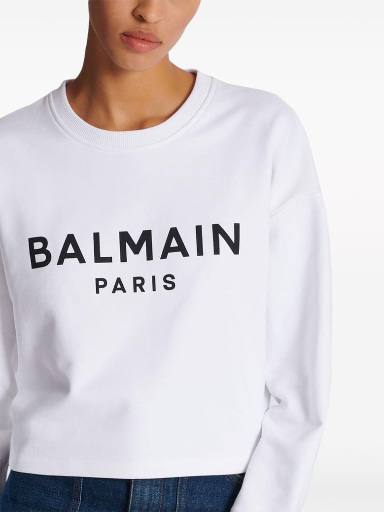 logo organic cotton cropped sweatshirt by Selfnex