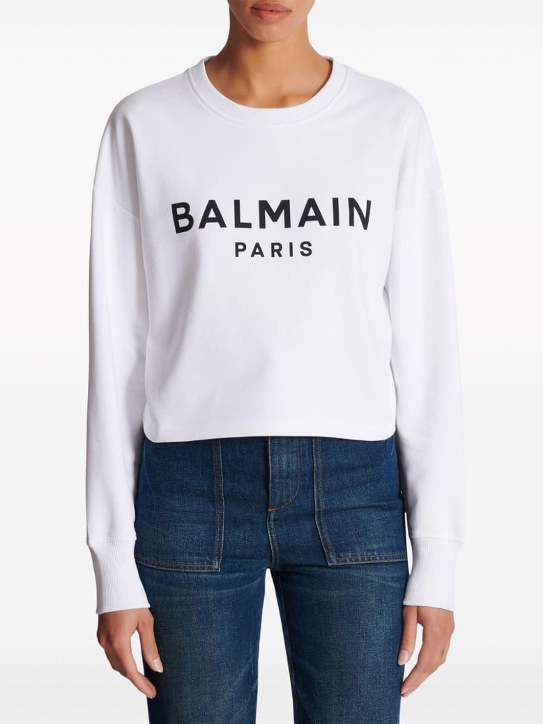 logo organic cotton cropped sweatshirt by Selfnex