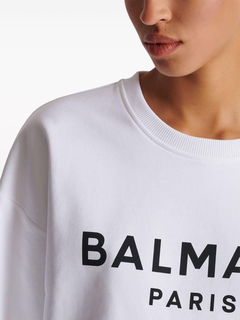 logo organic cotton cropped sweatshirt by Selfnex