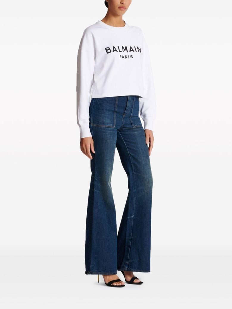logo organic cotton cropped sweatshirt by Selfnex