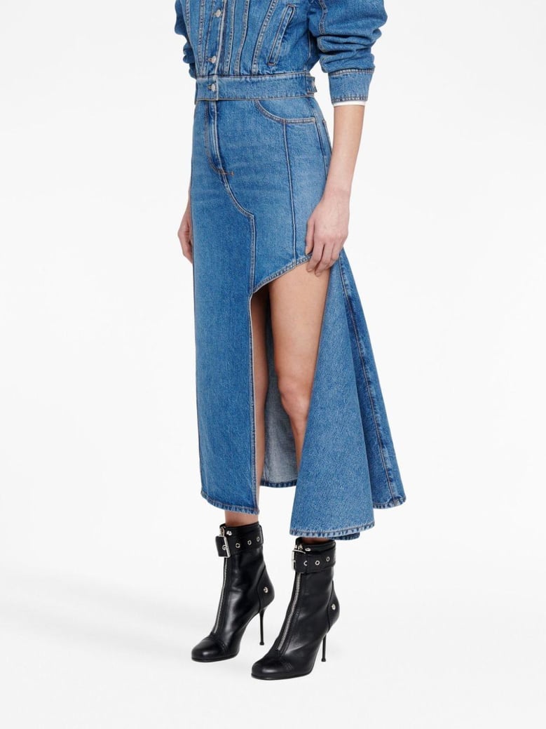denim midi skirt by Selfnex