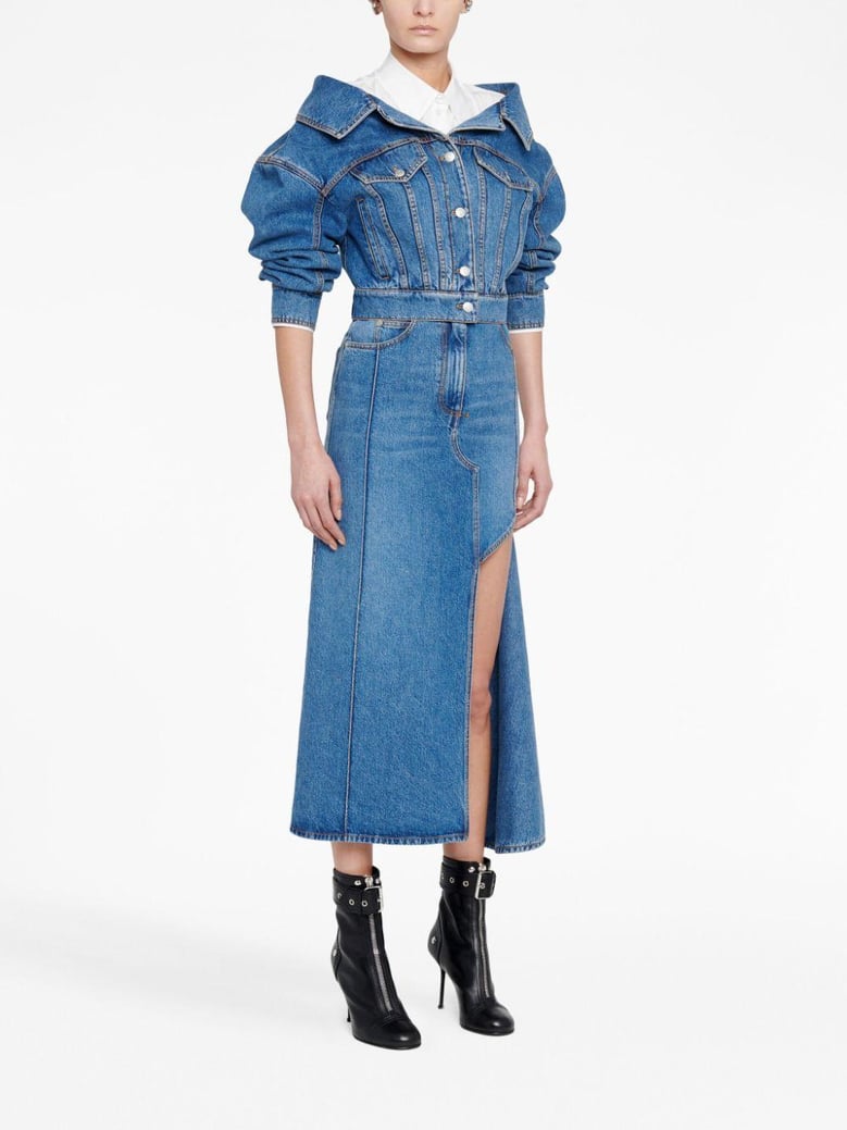 denim midi skirt by Selfnex