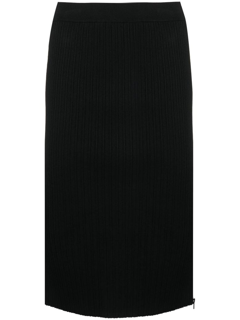 zipped ribbed silk skirt by Selfnex