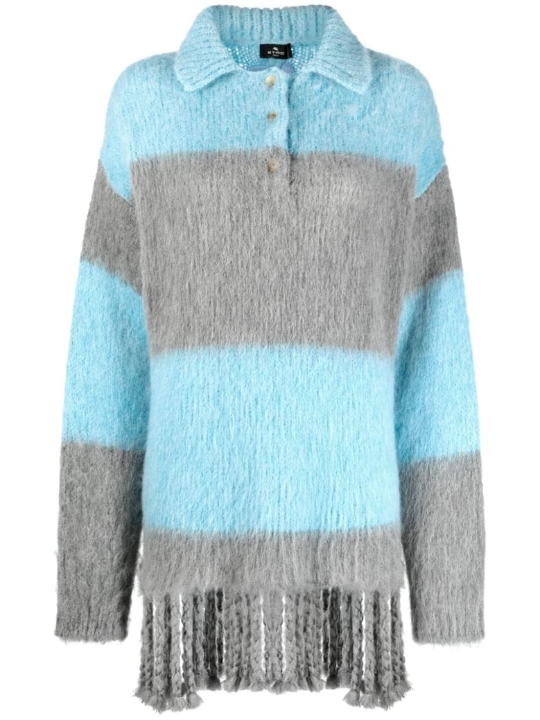 striped wool blend polo shirt by Selfnex