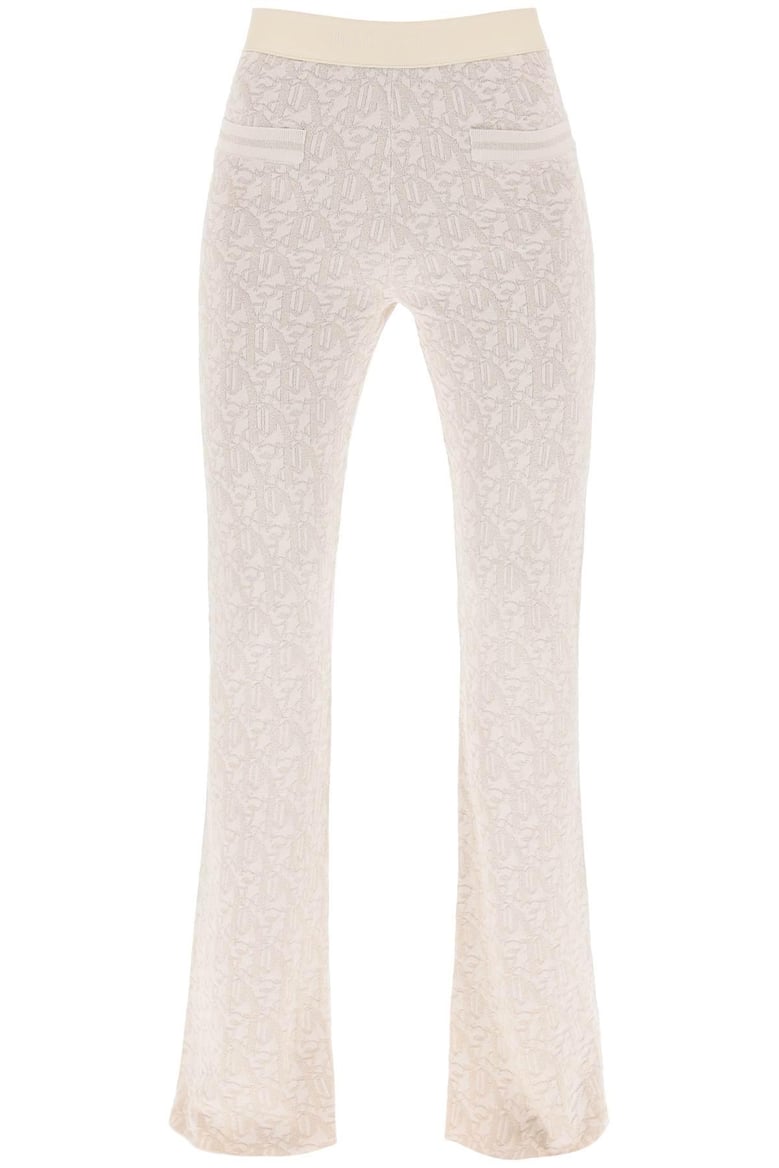monogram jacquard knit trousers by Selfnex