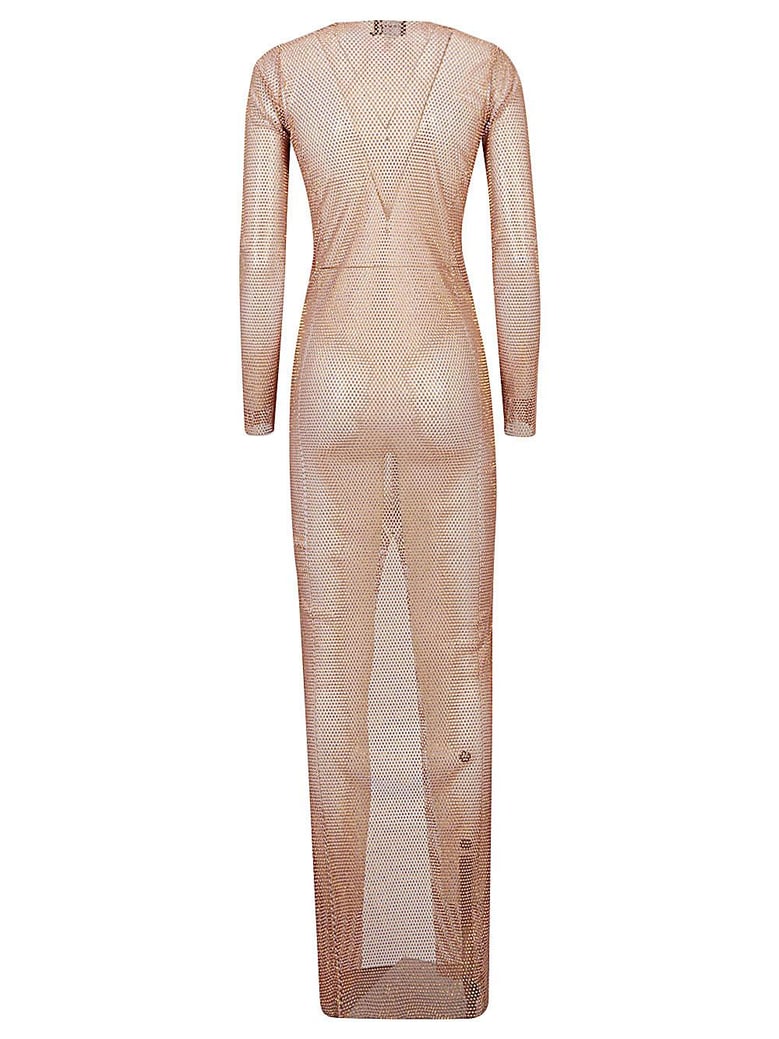 flower-applique long dress by Selfnex