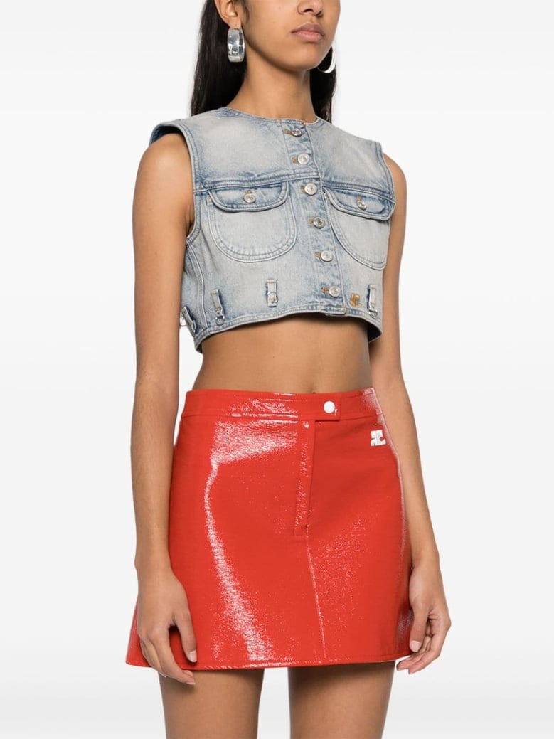 denim cropped vest by Selfnex