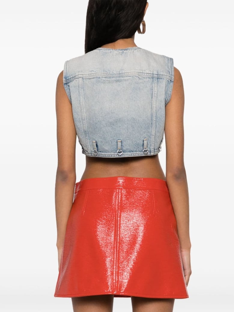 denim cropped vest by Selfnex