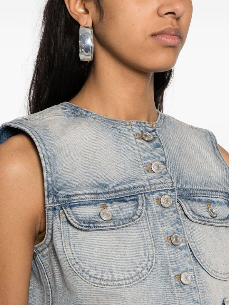 denim cropped vest by Selfnex
