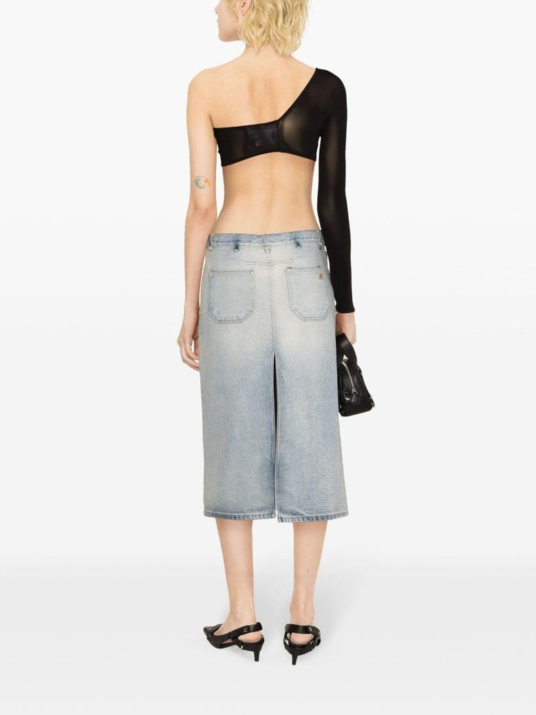 denim midi skirt by Selfnex