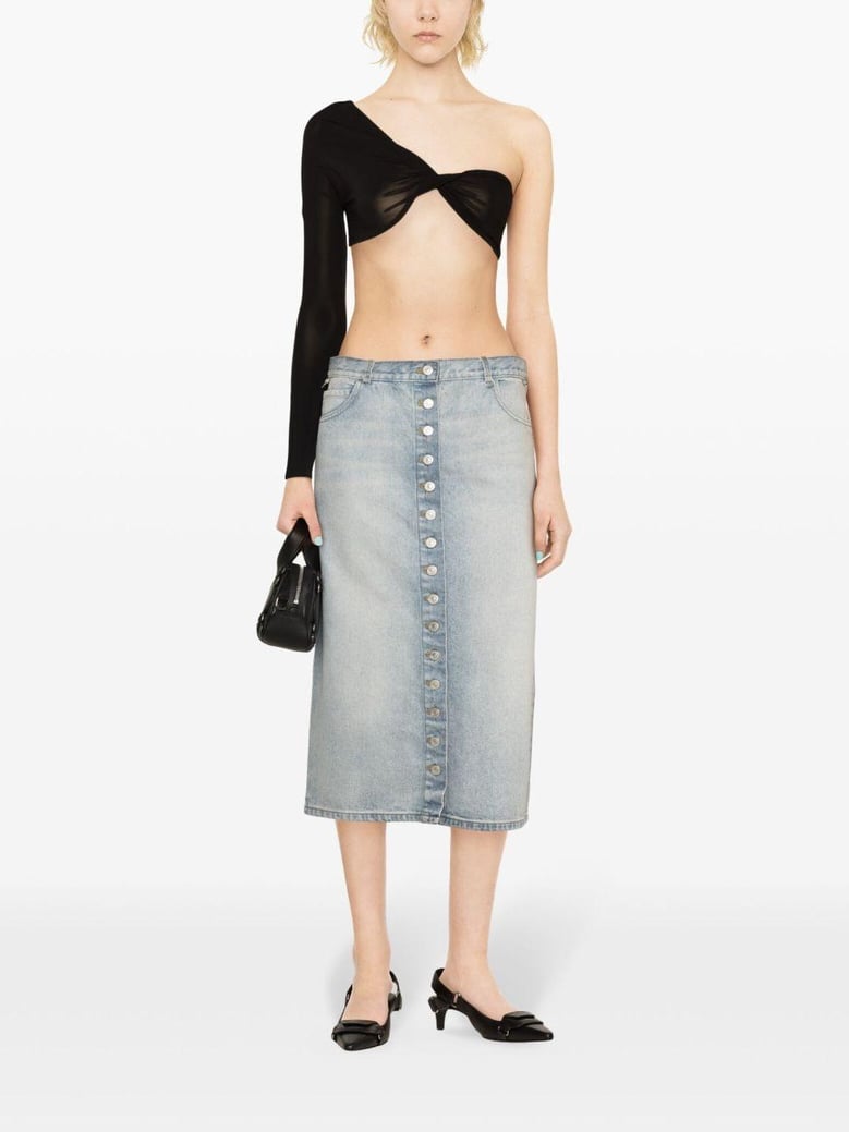 denim midi skirt by Selfnex
