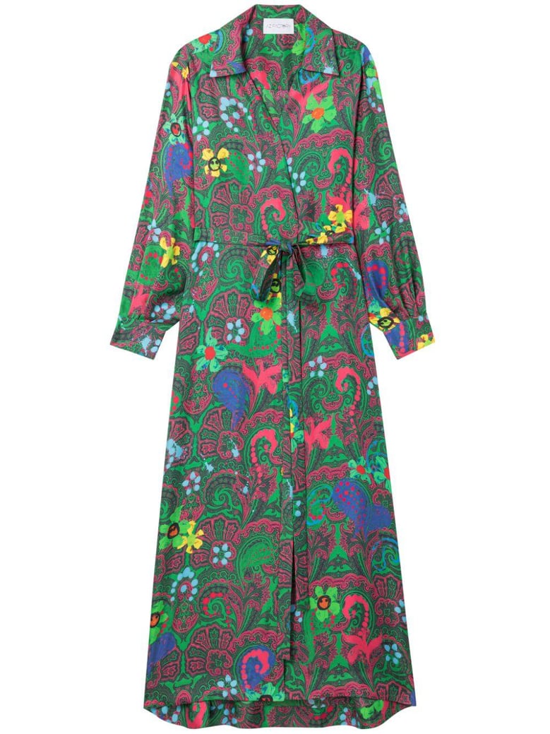 paisley print long wrap dress by Selfnex
