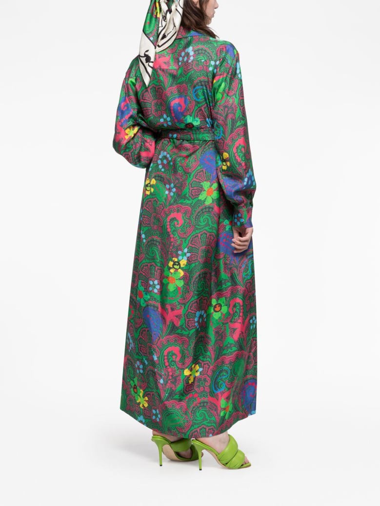 paisley print long wrap dress by Selfnex