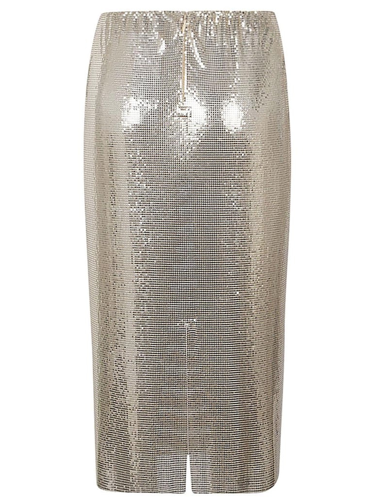 metallic knit midi skirt by Selfnex